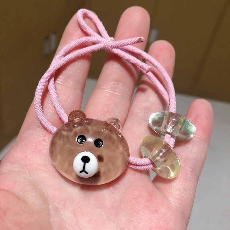 Koreaanse Stijl Meisje Fruit Haar Band Haar Touw Baby Leuke Haar Touw Netto Rode Stropdas Hoofd Haarband Mori Serie eenvoudige Hoofdtooi: F101 3 Bear