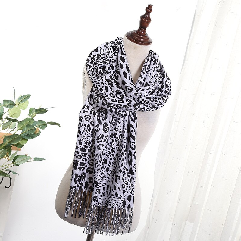 modieuze leopard-print cashmere-achtige sjaal met warme sjaal