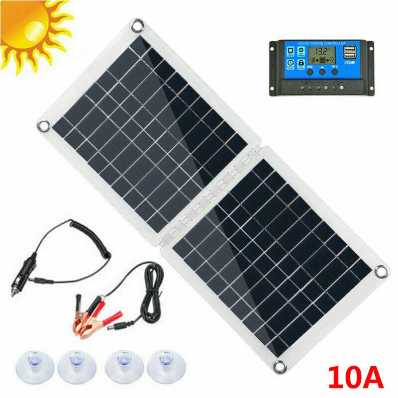 60W Dual USB Folding Solar Panel Kit Mono Caravan Boat Camping Charging Q81F: 10