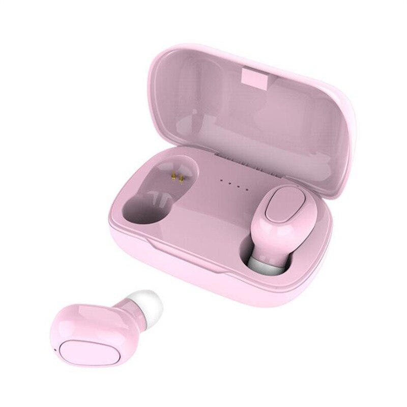 Bluetooth écouteur sans fil écouteurs 5.0 L21 TWS casques double écouteurs basse son pour Huawei Xiaomi Iphone Samsung téléphones mobiles: L21-Pink