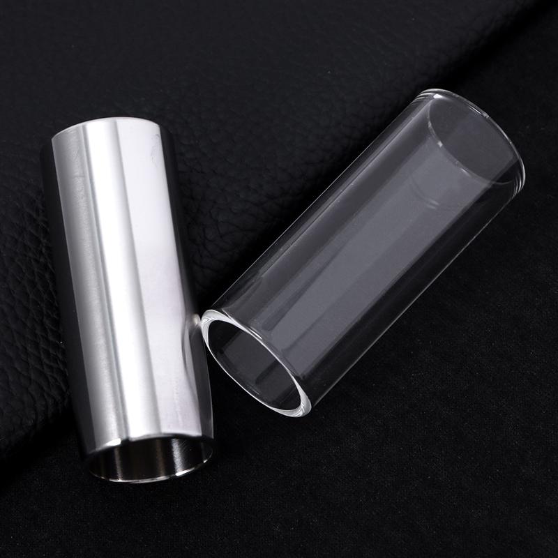 2Pcs 60MM Glass Slide and Stainless Steel Slide Medium Bottleneck Slide for Guitar Bass Guitar Accessories Parts