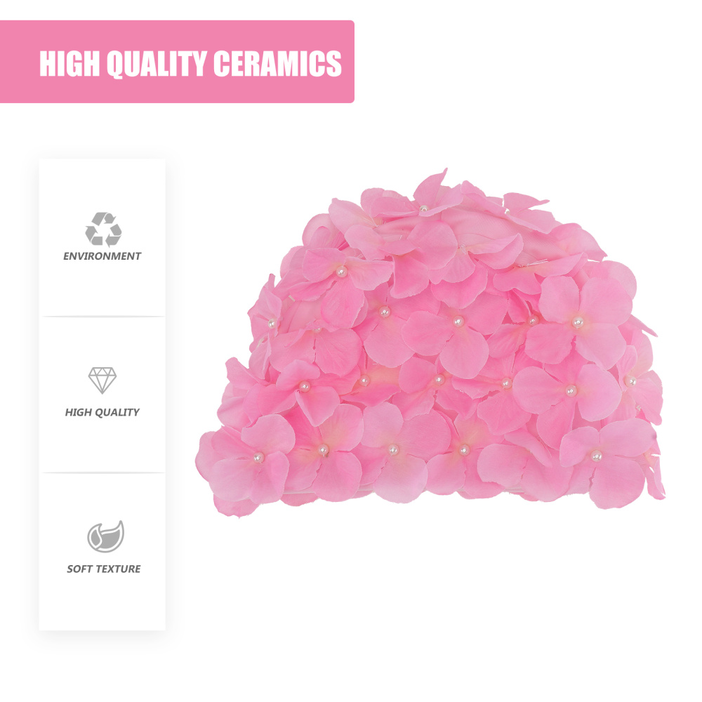 3D Flower Petals Shaped Swim Cap Swimming Hat Adults Bathing Cap Black