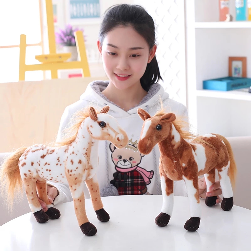 30-90cm 4 estilos caballo de simulación de peluche de juguete de peluche Animal realista muñeca bebé niños tienda de casa decoración Triver juguete de