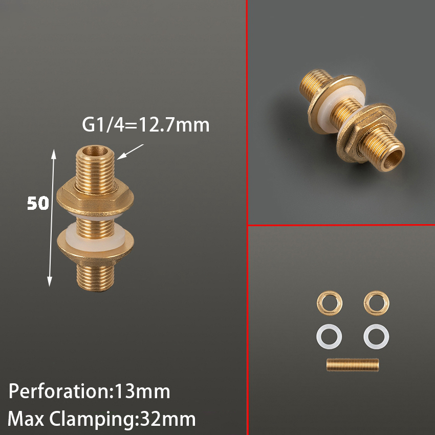Conector de tanque de agua de latón de 1/2 "y 1/4", junta de silicona, tubo de cobre, junta de acoplamiento de tanque de peces, adaptador de manguera de tubo de riego de jardín: Azul