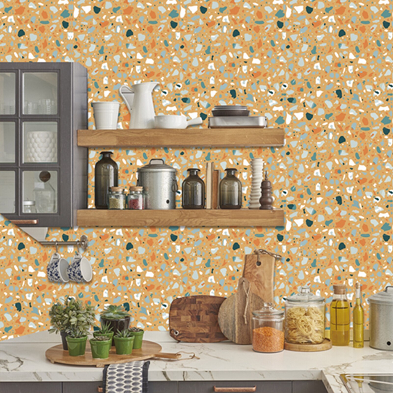 10 stuks terrazzo diy waterdichte zelfklevende tegelstickers kristalfolie