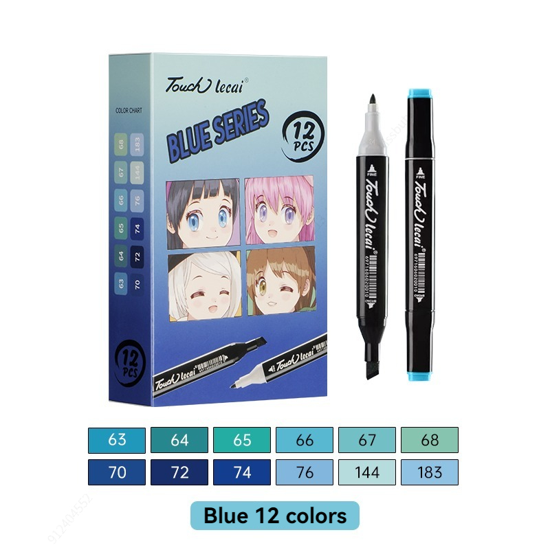 Rotuladores de uso artístico , 12 colores, bolígrafo de fieltro con Alcohol, marcadores para bocetos de Manga, pincel doble, suministros de arte, juego de dibujo: green