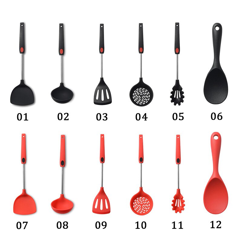Silicone Utensil-Set Turner Spatula Cooking-Spoon Soup Pastry Tools 11-in-1 Kit Versatile Kitchen Spatula