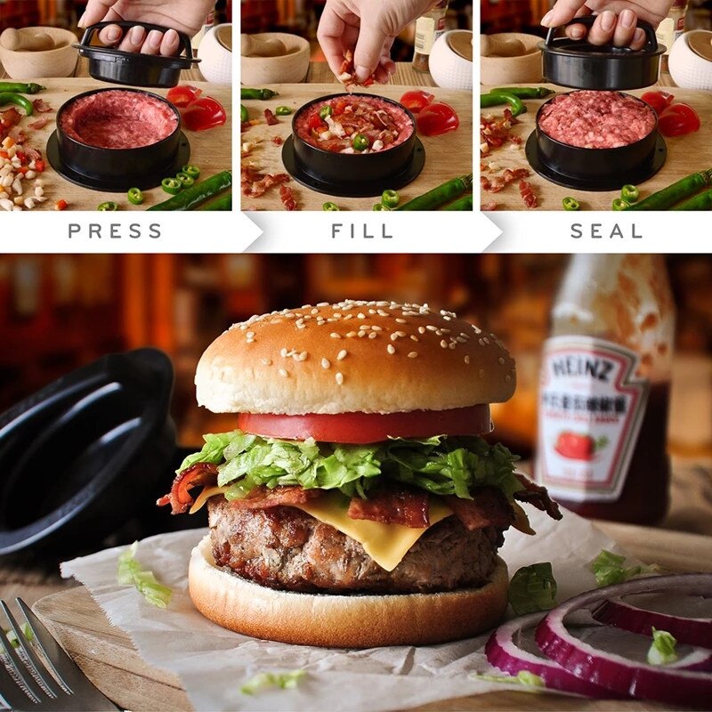Kitchen Accessories ABS Hamburger Press Round Shape Non-Stick Chef Cutlets Burger Press Patty Maker Mold Burger Press Gadgets