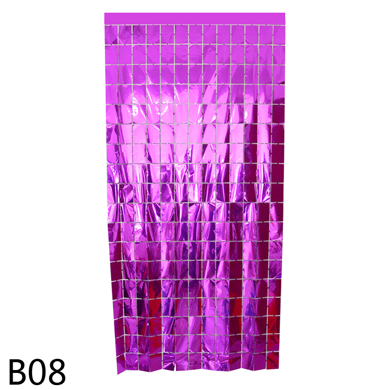 1Pcs Metalen Folie Metalen Draad Kwastje Bruiloft Verjaardag Wanddecoratie Achtergrond Deuren En Ramen Vierkante Regen Gordijn Muur Gordijn: B08