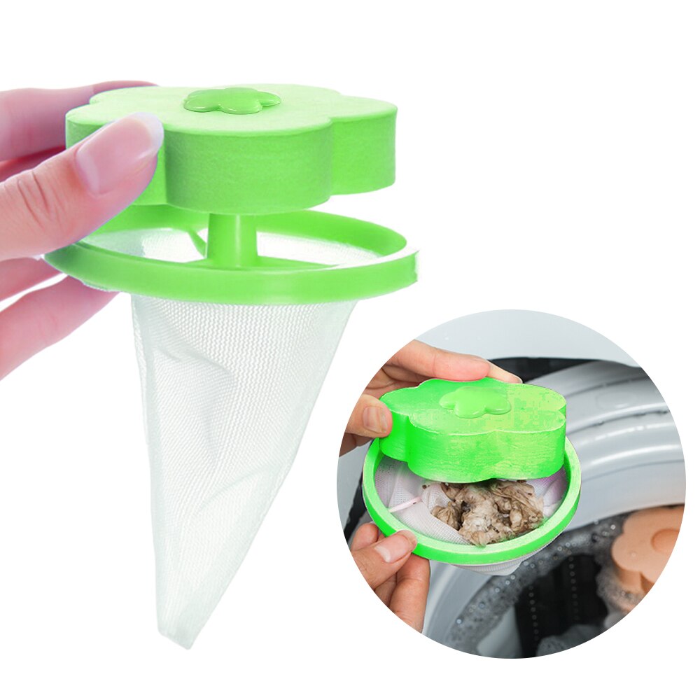 Cleaning Washing Machine Filter Mesh Net Bag Floating Pet Fur Catcher Filtering Hair Removal Device Wool Cleaning Supplies: green