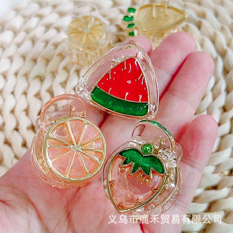 Pinza de agarre para fruta bonita, horquillas de sandía, fresa, limón, adorno de pelo para niños, flequillo lateral