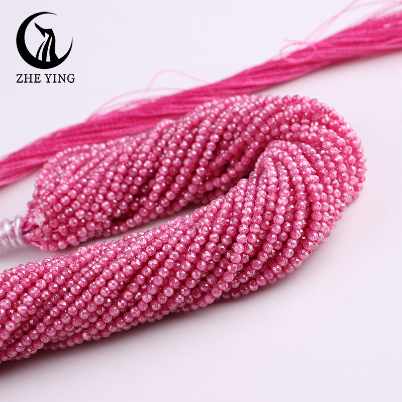 Zhe Ying 3mm Faceted Dark Blue Zircon Beads Small AAA Cubic Zirconia Beads for Bracelet Making DIY Jewelry Accessories: Pink