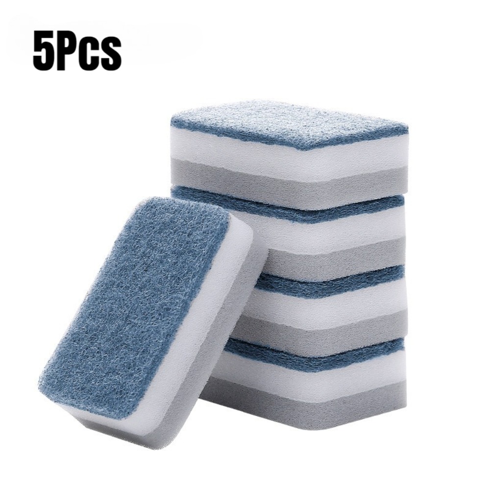 5PCS Double-Sided Cleaning Sponges Scouring Pads Soft Dish Cloth for Kitchen Bathroom Dishwashing Sponge Towels Household Tools