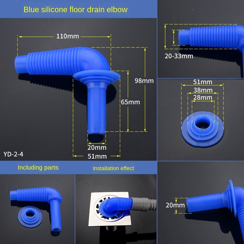 Silikonowy odpływ podłogowy trójnik łazienka pralka umywalka zmywarka spustowy trójnik kolanko wspólne armatura: YD-2-4