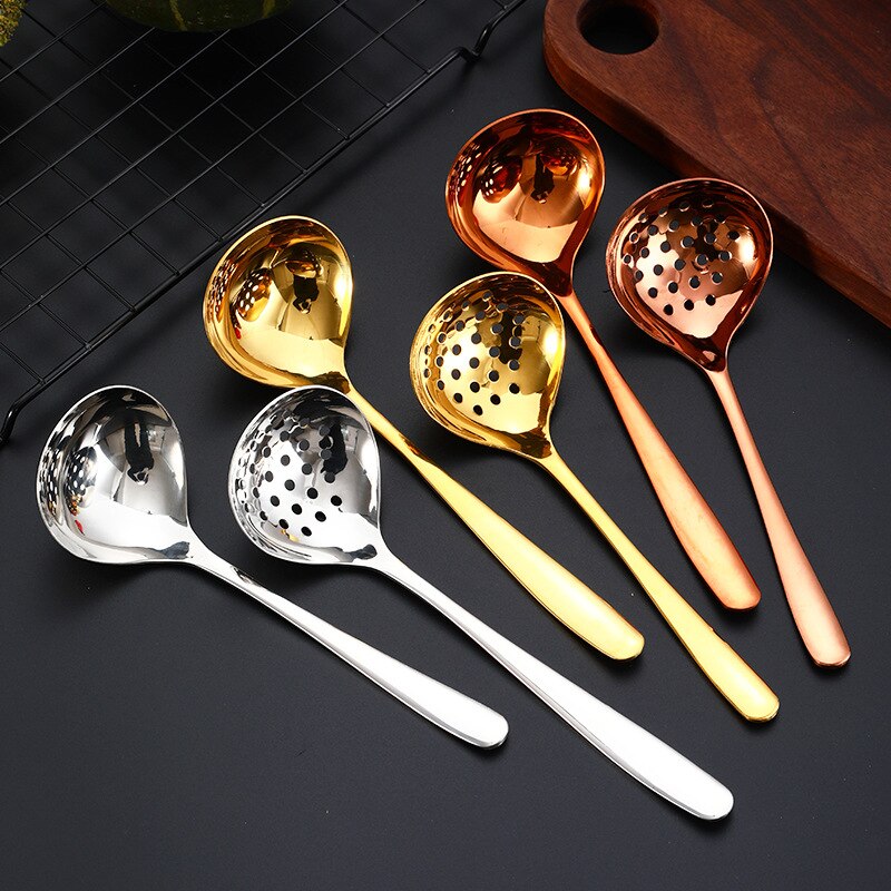 304 Stainless Steel Soup Spoon Colander Multi-Purpose Sauce Spoon Deep Bottom Spoons