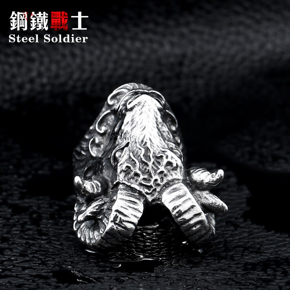 Stalen soldaat, enorme tibetaanse antilope ring, cool dier, roestvrijstalen sieraden, ring, punk, unieke heavy metal sieraden
