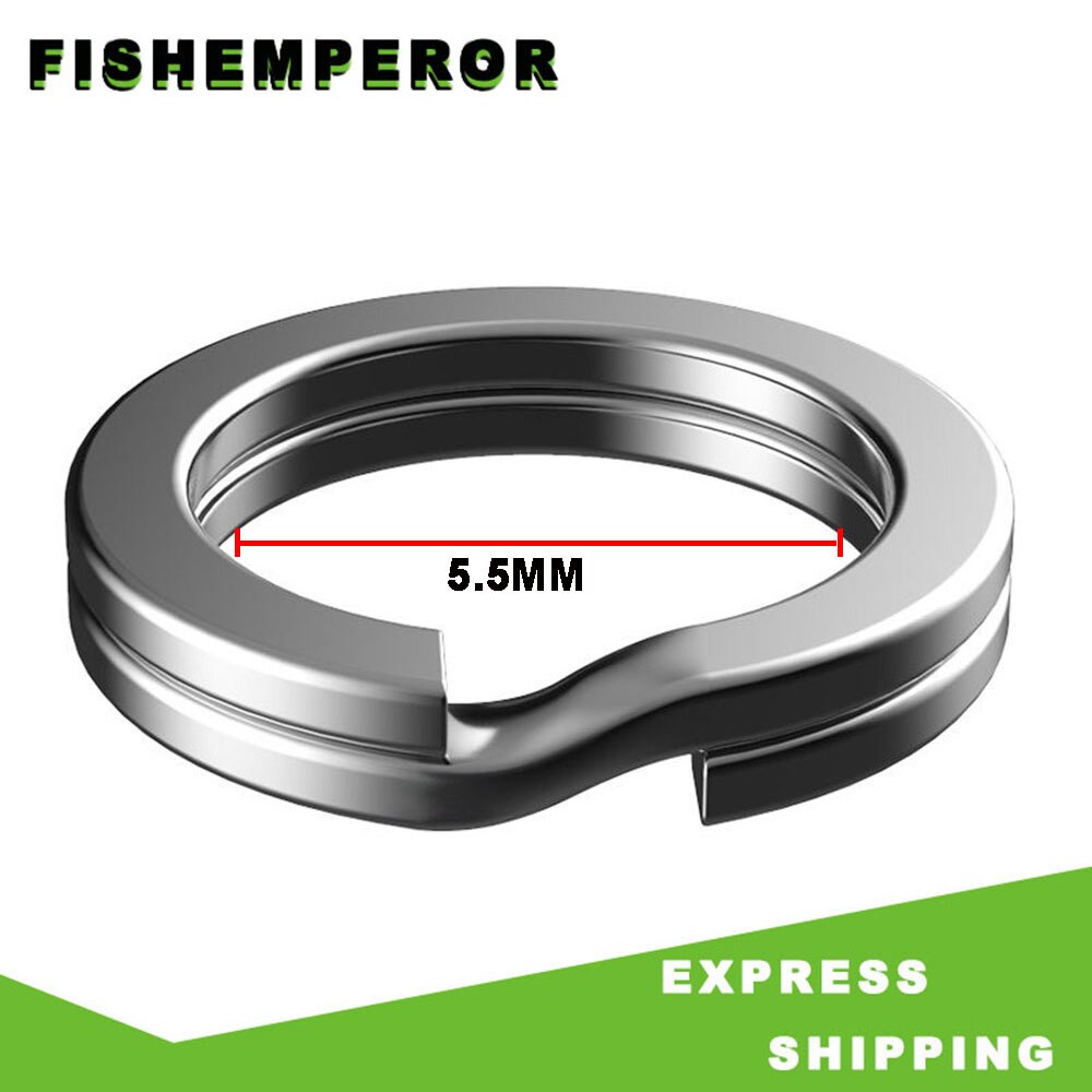 50 st fiskeringar delade ringar i rostfritt stål förstärker solida ringdrag förbindande ringfisketillbehör: 5.5mm