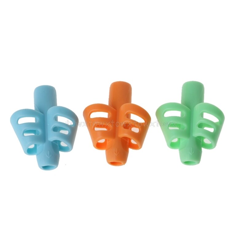 3Pcs Two-finger Grip Silicone Baby Pencil Holder Learn Writing Tools Writing Pen Jy20 19