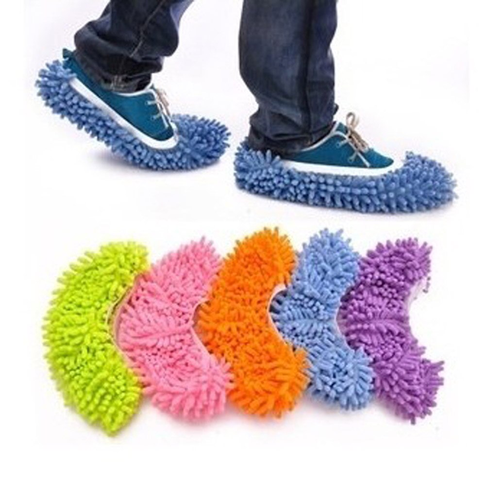 1pcs 5 Colors Dust Mop Slipper House Cleaner Lazy Floor Dusting Cleaning Foot Shoe Cover Dust Mop Slipper