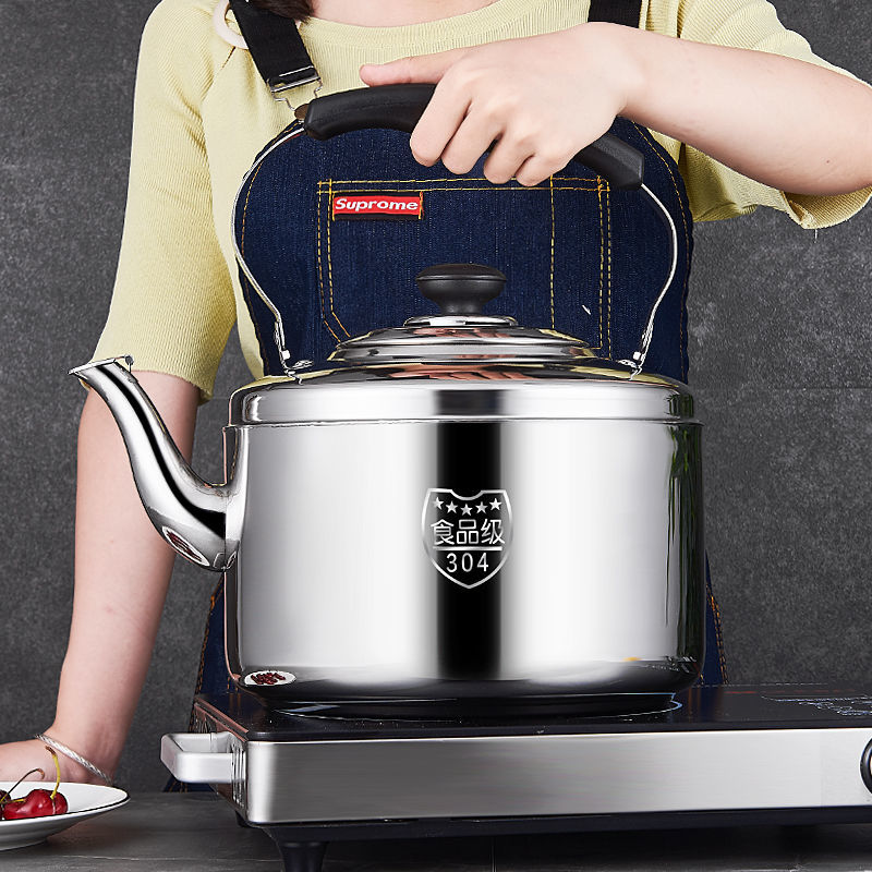 Roestvrijstalen ketel met grote capaciteit, fluitend, gas, gasinductiekookplaat, theepot, waterkoker, metalen theeketel, kampeerkeuken