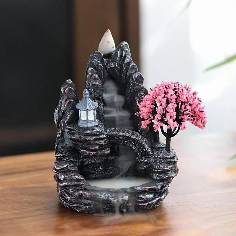 Incense Burner Resin Backflow Incense Smoke Waterfall Incense Holder For Aromatherapy Environment Cleansing Yoga Home Decor