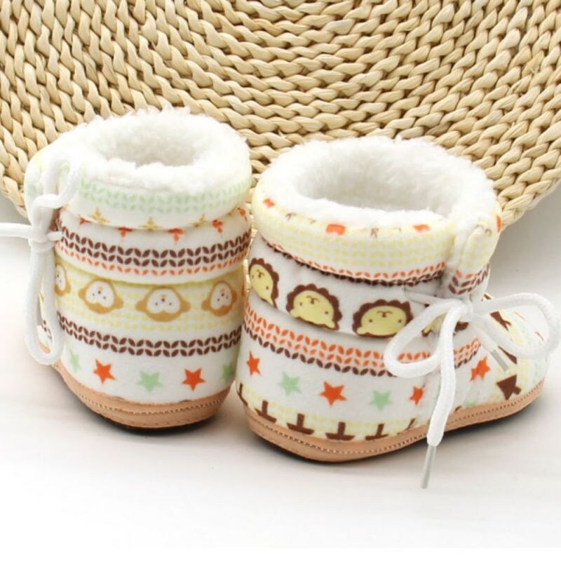 Kacakid Winter Warm Baby Laarzen Peuter Baby Meisjes Bont Snowboots Strik Zachte Zolen Antislip 7-12M Y6