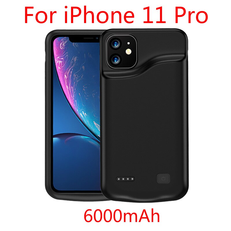 Battery Case For iPhone 11 Pro Max 6000mAh Slim Power Bank Charing Case For iPhone 11 External Back Pack Battery Charger Case: i 11 Pro 6000mah