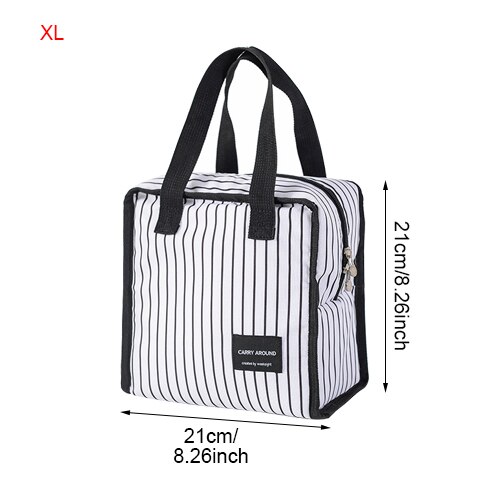 Bolsa térmica negra para almuerzo familiar, bolsa de aislamiento térmico Bento para escuela, Picnic, bolsa para comida de viaje, organizador de frutas, suministros de accesorios: White XL Lunch Bag