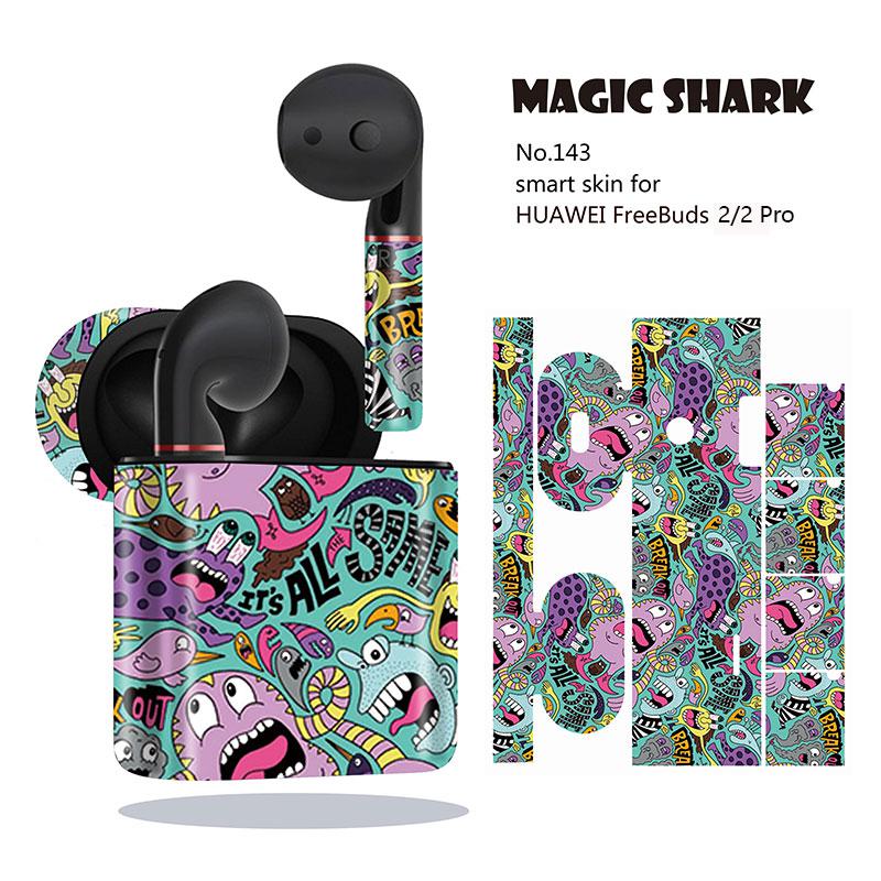 Magie Shark Graffiti Schädel Wasserdichte PVC Keine Verblassen Fall Abdeckung Aufkleber für Huawei Freebuds 2 2 Pro 136- 145: 143