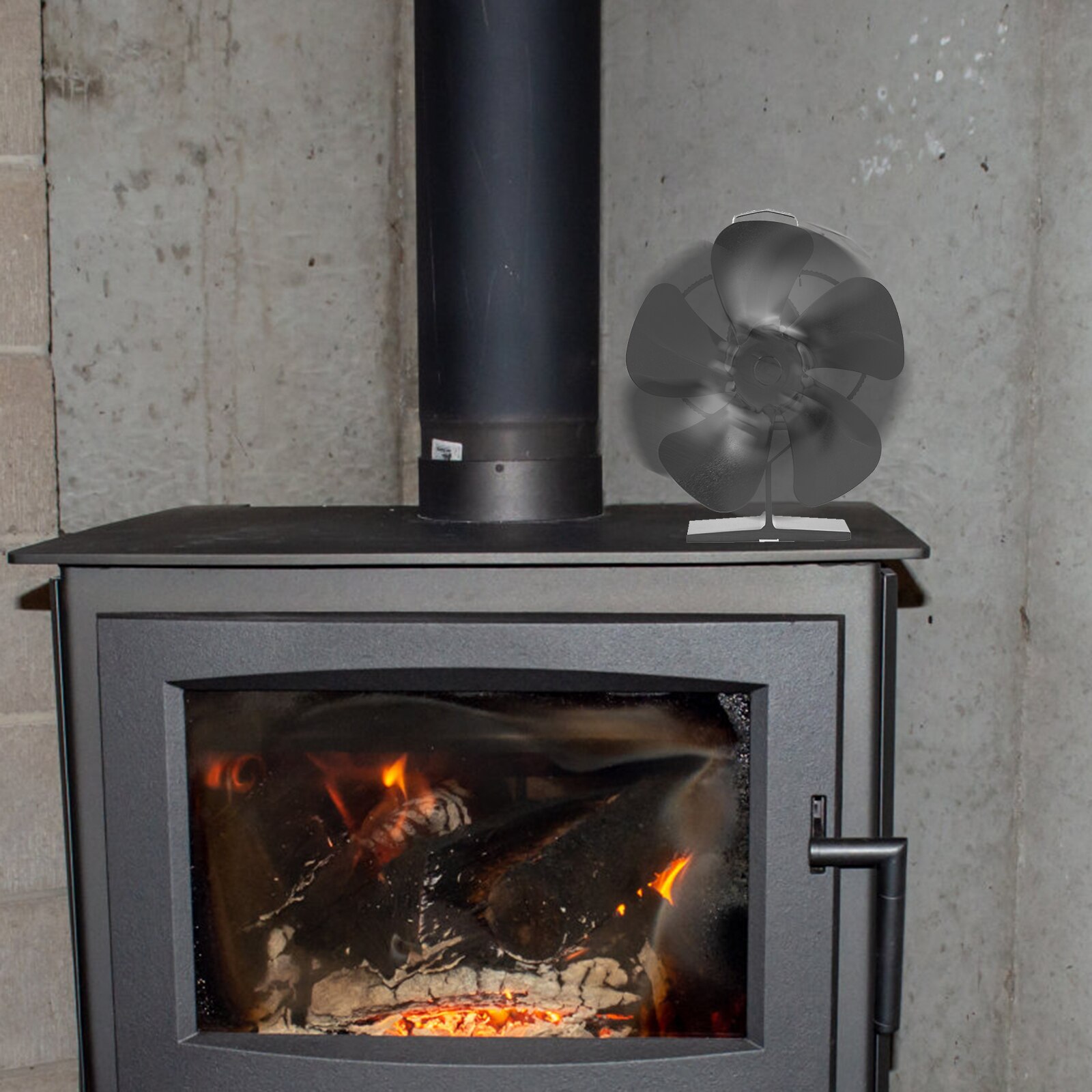 Ventilador de chimenea de alta temperatura, 5 aspas, silencioso, respetuoso con el medio ambiente, para estufa de leña, 55 ℃ ~ 350 ℃