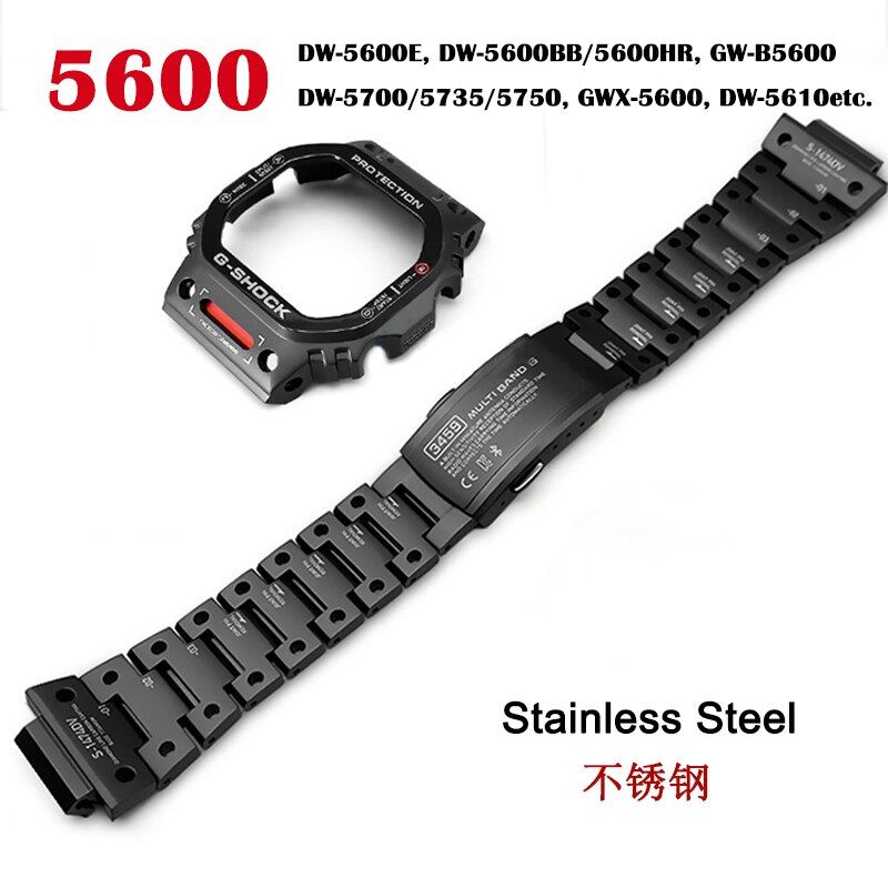 Watch Bezel Strap for Casio G-SHOCK DW5600 DW5610 GW-B5600 G5600E gwm5610 Mod Mecha Steel Titanium Watchband Case Accessories