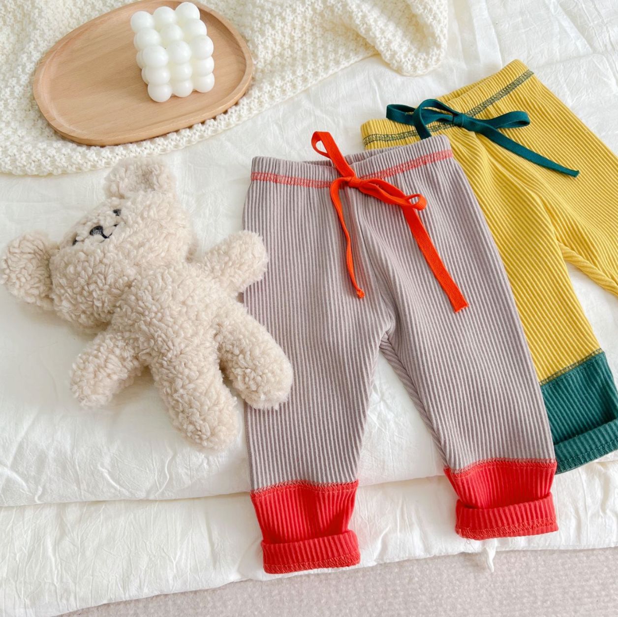 Spring New Baby Leggings Patchwork Color Kids Pants Boys Girls Cotton Ribbed Pants Casual Infant Trousers Children Harem Pants