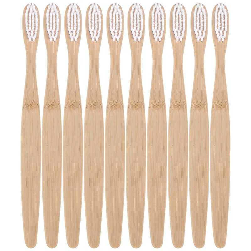 10Pcs Milieuvriendelijke Hout Bamboe Tandenborstel Bamboe Fibre Houten Handvat Tandenborstel Whitening: Default Title