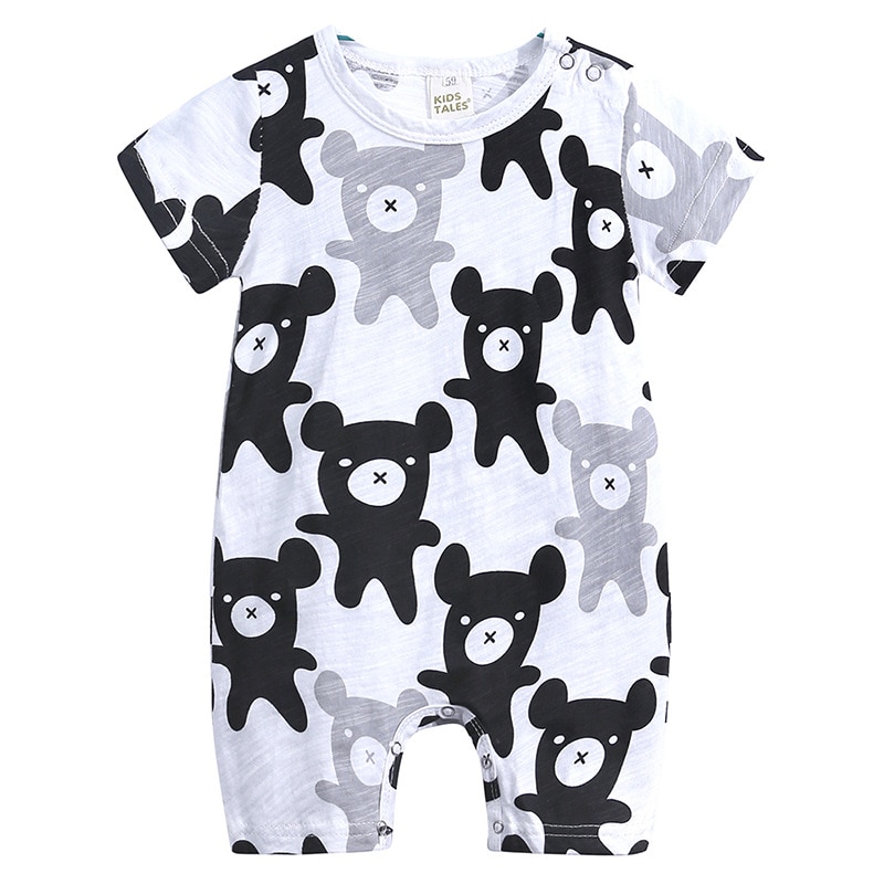 Baby Summer Clothing Infant Newborn Baby Boys Girls Cute Cartoon Jumpsuit One Piece Short Sleeve Button Rompers Outfits