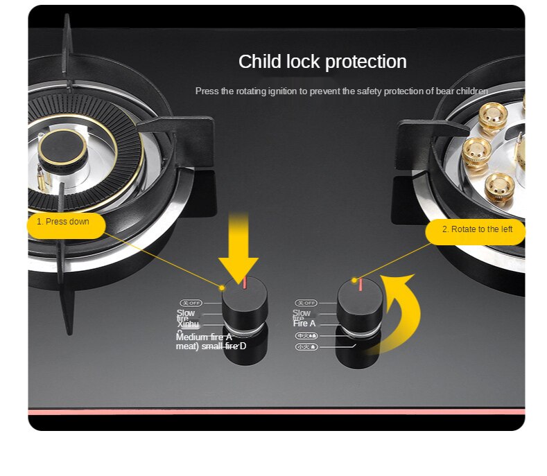 Household double-head gas stove natural gas stove tempered glass surface electronic pulse ignition 110V/220v