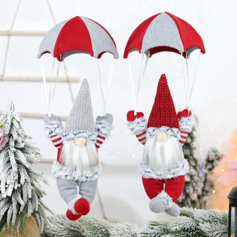 Stor jul ansigtsløs gnome santa xmas træ hængende dekoration dukke faldskærmsudspring gammel mand med parachutenavidad vedhæng