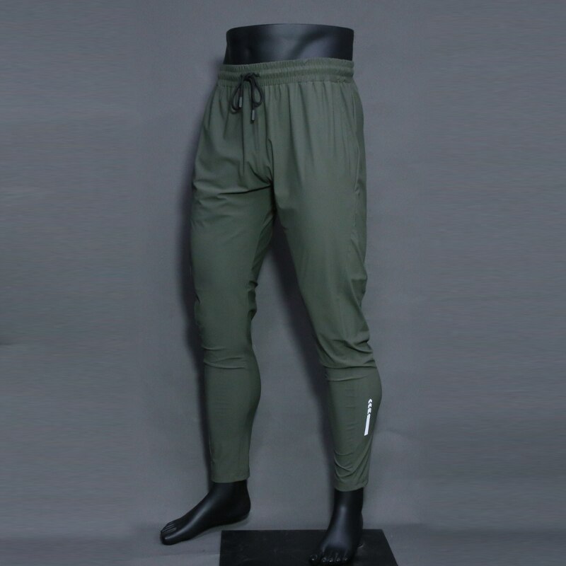 Man joggingbukser lynlås reflekterende fodbold sport træning gym joggingbukser slim work elastik talje lette tynde cool bukser: Grøn / Xxxl