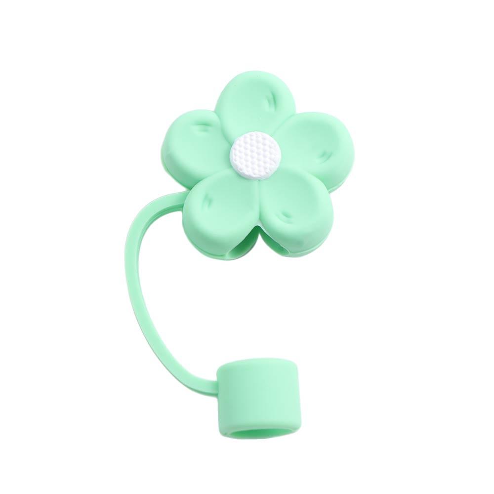 Blomformade silikonsugrörsskydd mjuka dammtäta sugrörsskydd med handtag blommande sugrörstoppare för tumblers: Mörkgrå