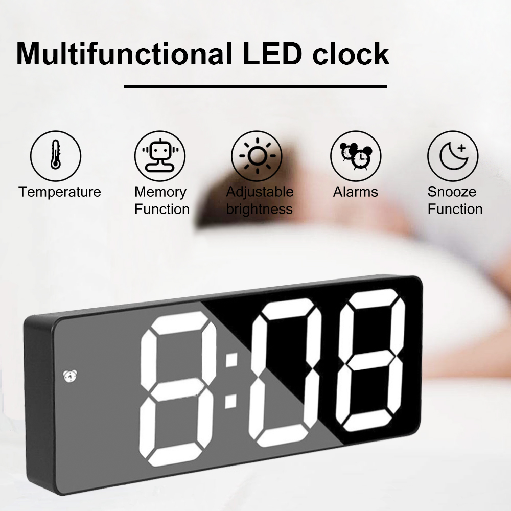 Digital Alarm Clock LED Screen Electronic Clock Large Number Display Clocks Digital Table Clocks With Voice Control Function