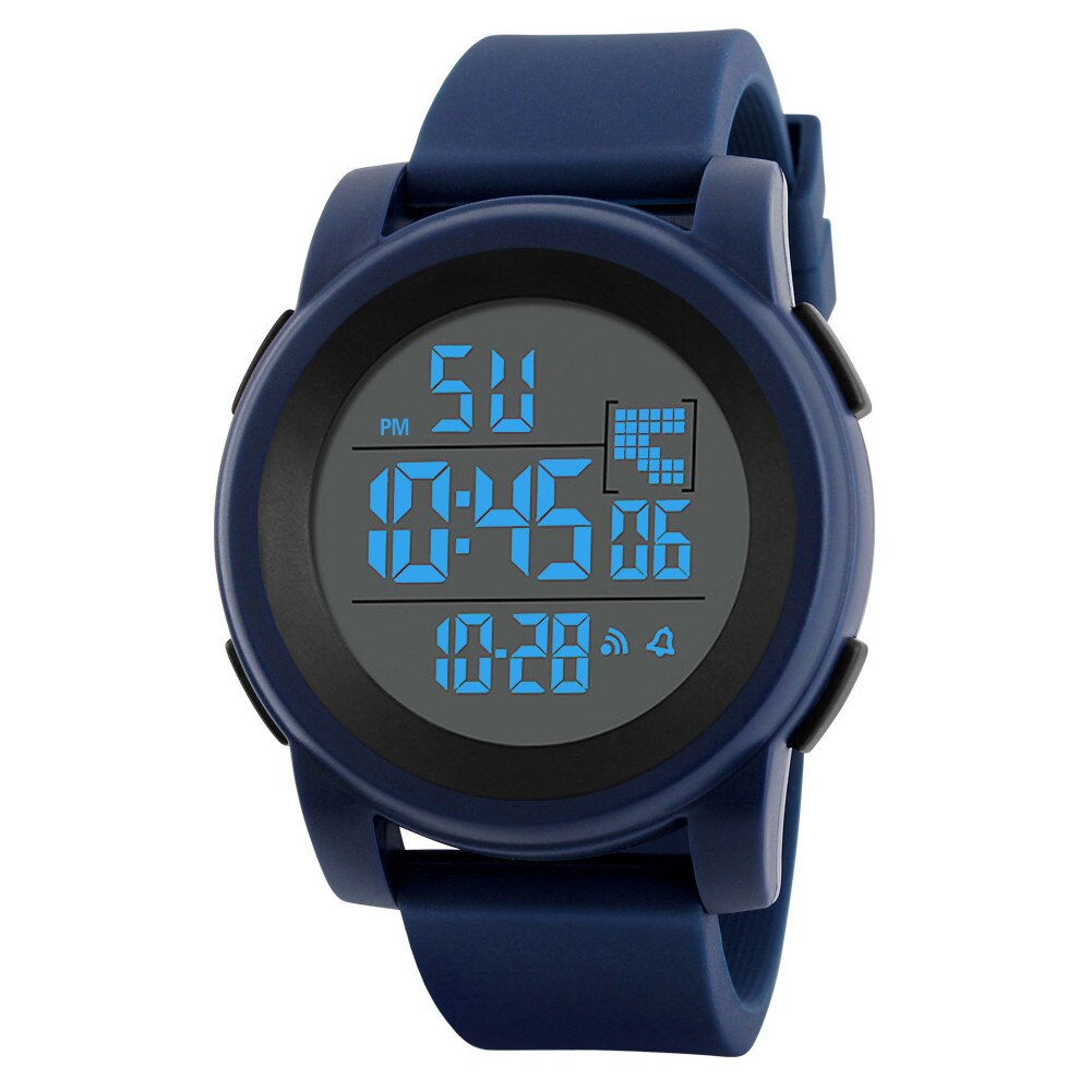 Luxe Mens Led Horloge Digitale Horloge Datum Alarm Waterdicht 50M Sport Horloge Mannen Outdoor Elektronische Horloge Klok Relogio: Blue 02