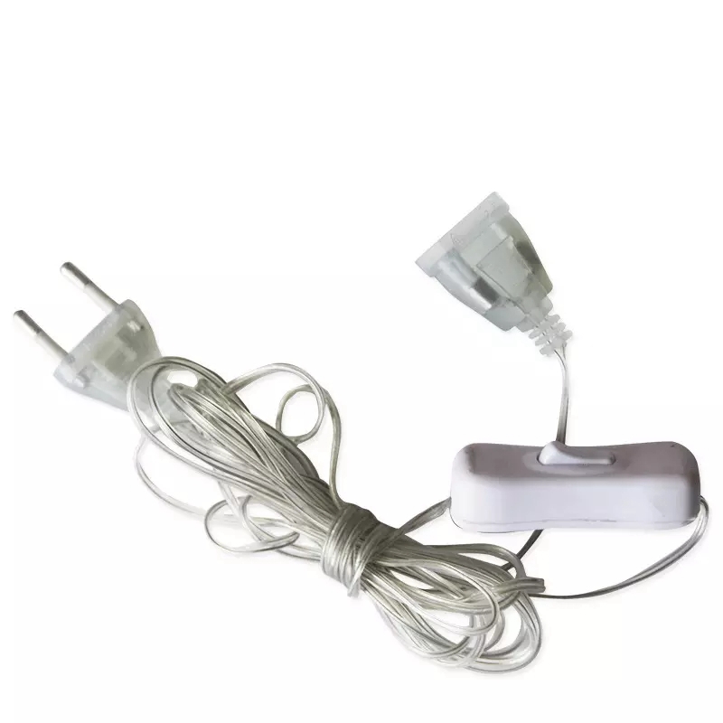 3 / 5m forlenger ledning 110-220v us / eu plugg forlenger kabel for led strenglys julekransen bryllupsfest gardinlys