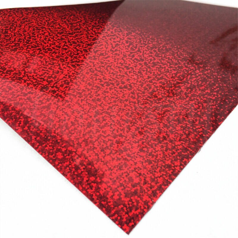 A4 Sheet Pvc Sparkle Glitter Iron-On Warmte Pers Overdracht Vinyl Film T-shirt 1/8X: red