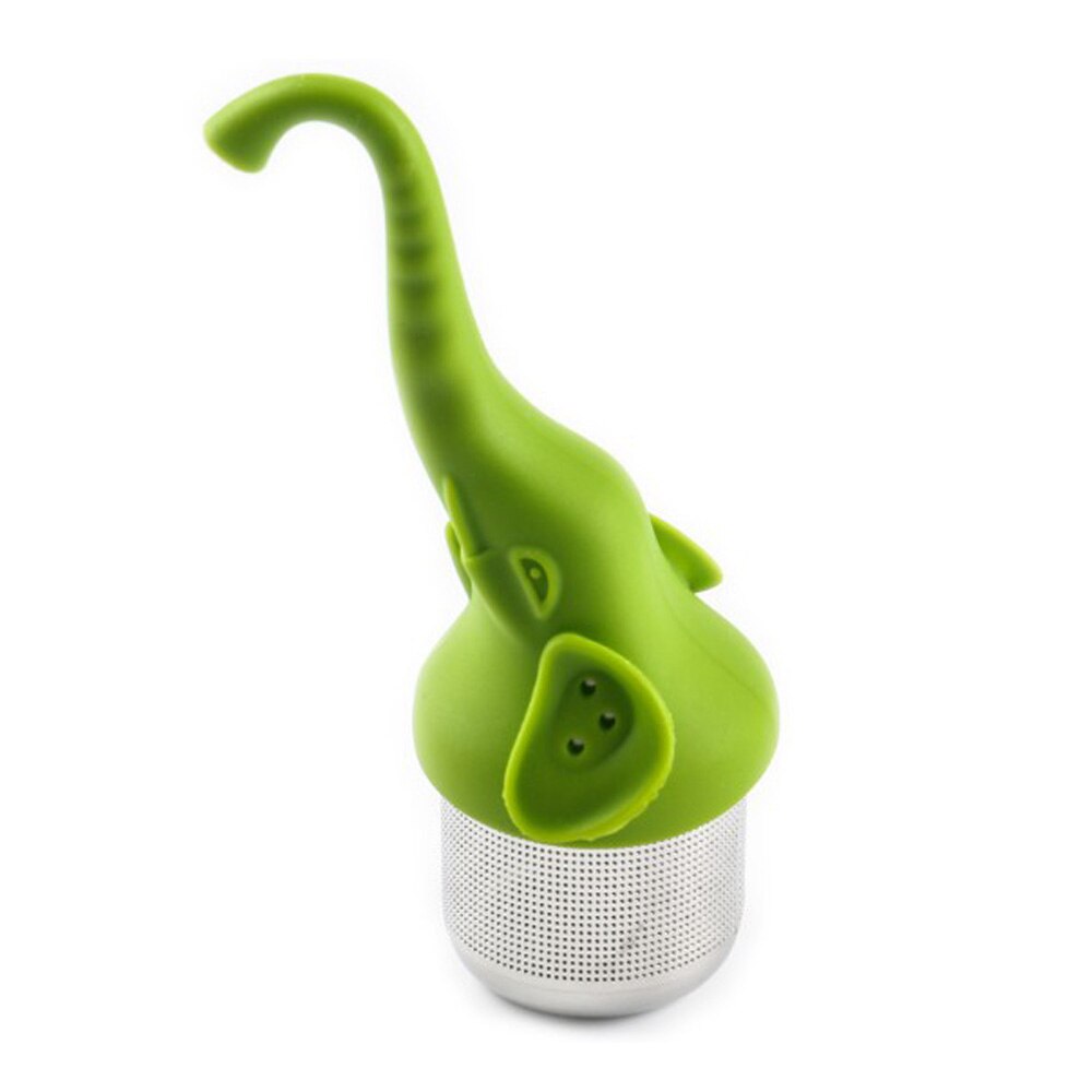 1pc söta flamingo tesil tepåsar silikon lösbladste teinfuser filter diffuser rolig tecknad tetillbehör ananas: Grön elefant