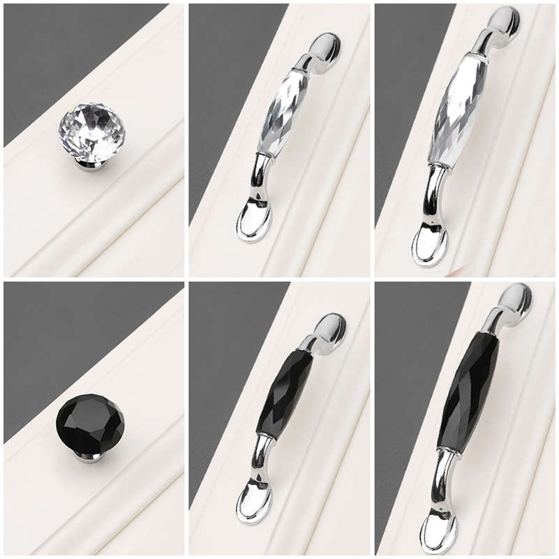 Amerykańnarty prosty styl klamka kryształowy uchwyt szafki gałka szuflady uchwyty