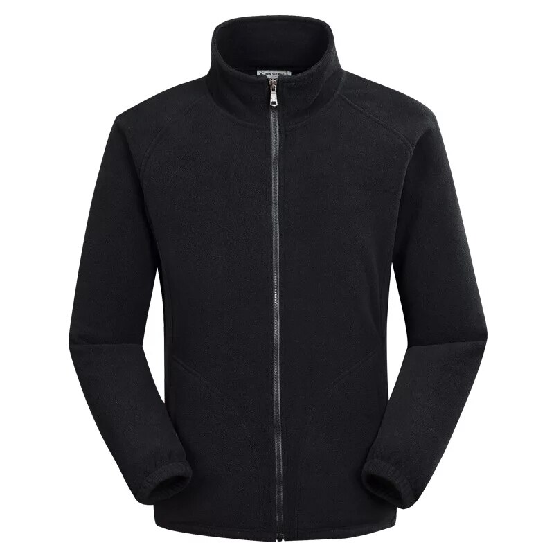 Miesten polar fleece talvitakki tuulenpitävä harjoitus juoksu vetoketju jakki lämmin jalusta kaulus suuret taskut ulkoilu takit