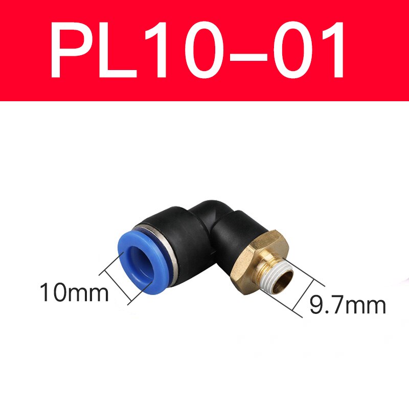 Pl Elleboog Pneumatische Montage 1/4 3/8 1/2 1/8 Bsp Buitendraad Air Quick Connector L Shape Push In Slang Od 6Mm 8Mm 10Mm 12Mm: Koningsblauw