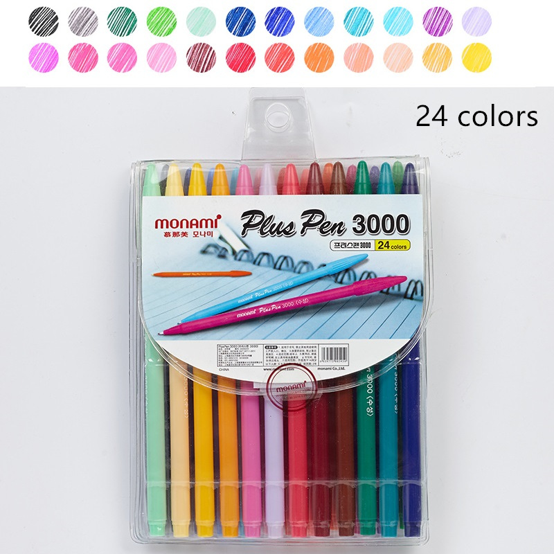 Monami gel pen sæt 12 24 36 vandfarve mikron fiber penne skrivning tegning skitsepapir kontor skole skoleartikler  a6261: 24 farvesæt