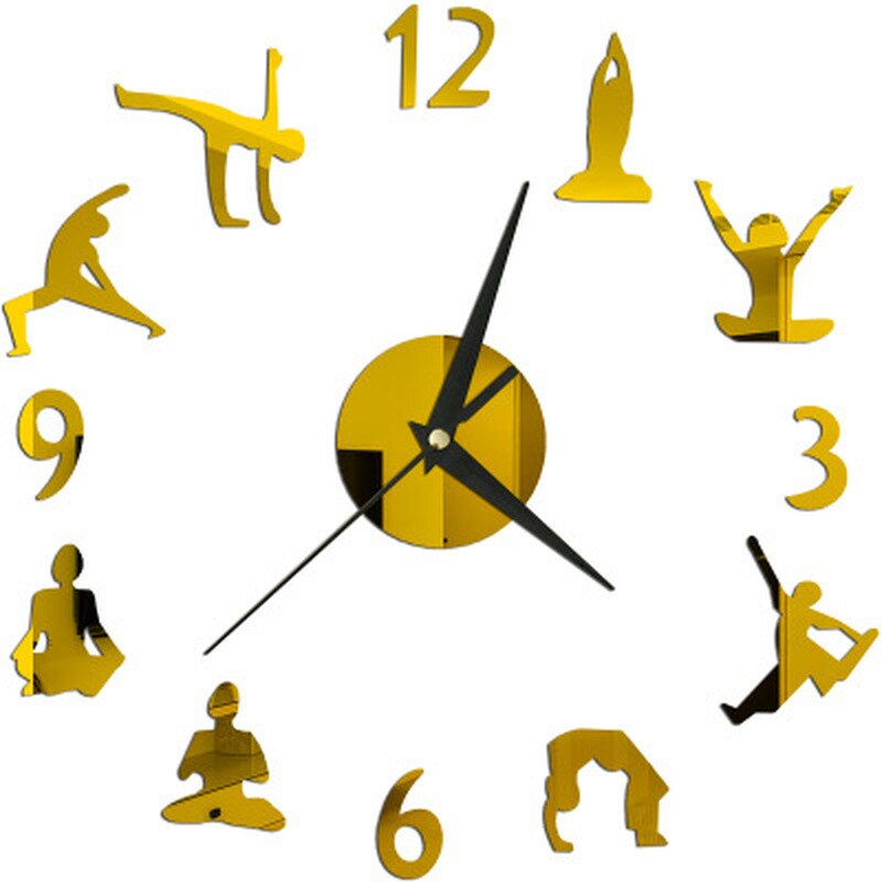 Horloge murale de Yoga effet miroir, grand format, en acrylique, autocollant, méditation, Art Zen, décoration de la maison, salon