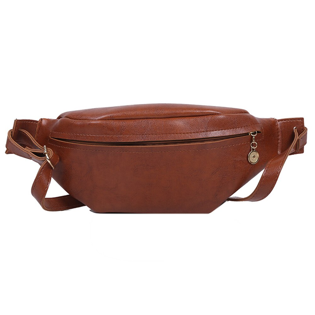 Retro Frauen Taille Tasche Fanny Pack PU Tasche Gürtel Geldbörse Kleine Geldbörse Handy Schlüssel Beutel Einfarbig Taille Packs: Brown