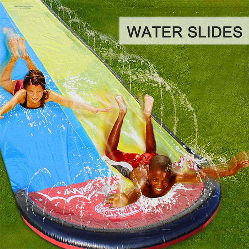 Gras Water Slide Fun Gazon Kinderen Dubbele Glijbaan Zwembaden Zomer Games Backyard Outdoor Glijbaan Bed Kids 'S Water speelgoed